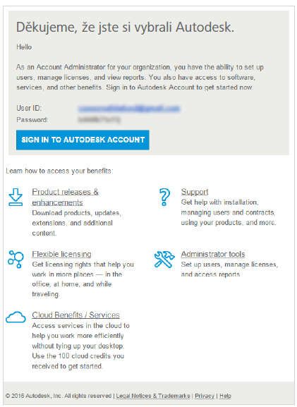Vytvoření Autodesk účtu